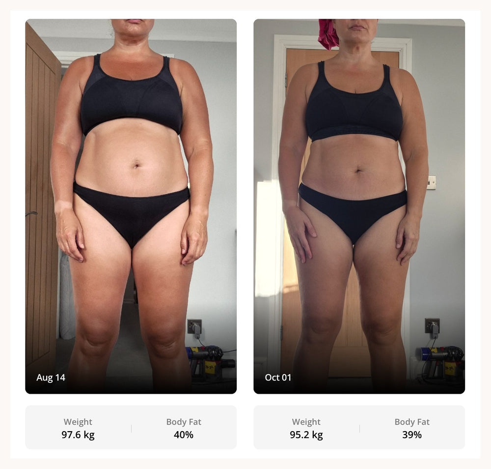 Client before and after, front view